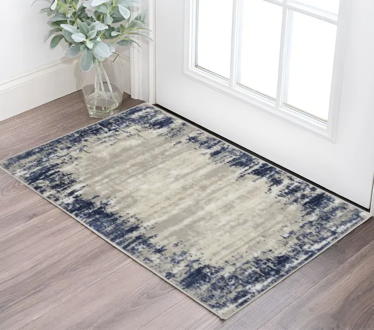 3' X 4' Blue and Gray Abstract Area Rug