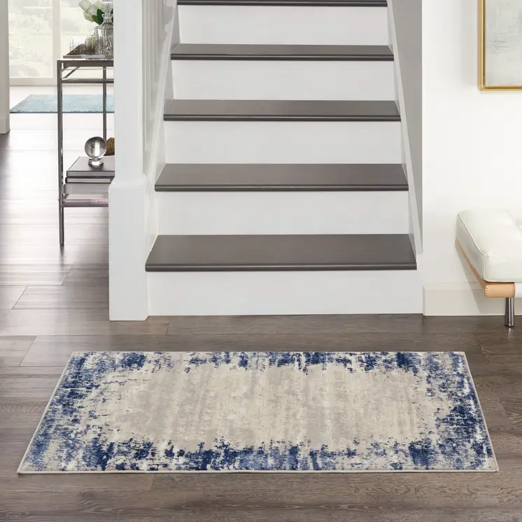 3' X 4' Blue and Gray Abstract Area Rug