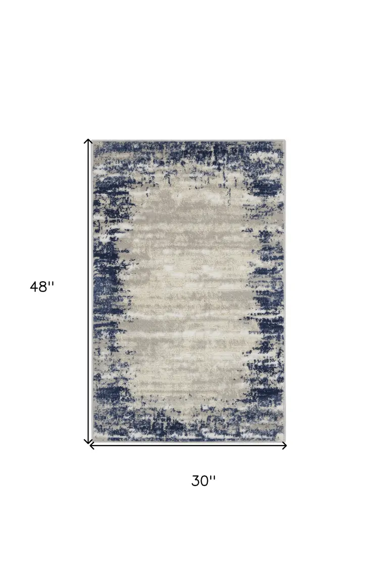 3' X 4' Blue and Gray Abstract Area Rug
