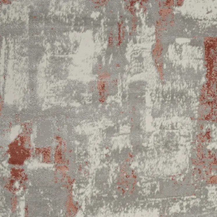 4' X 6' Gray and Red Abstract Non Skid Area Rug