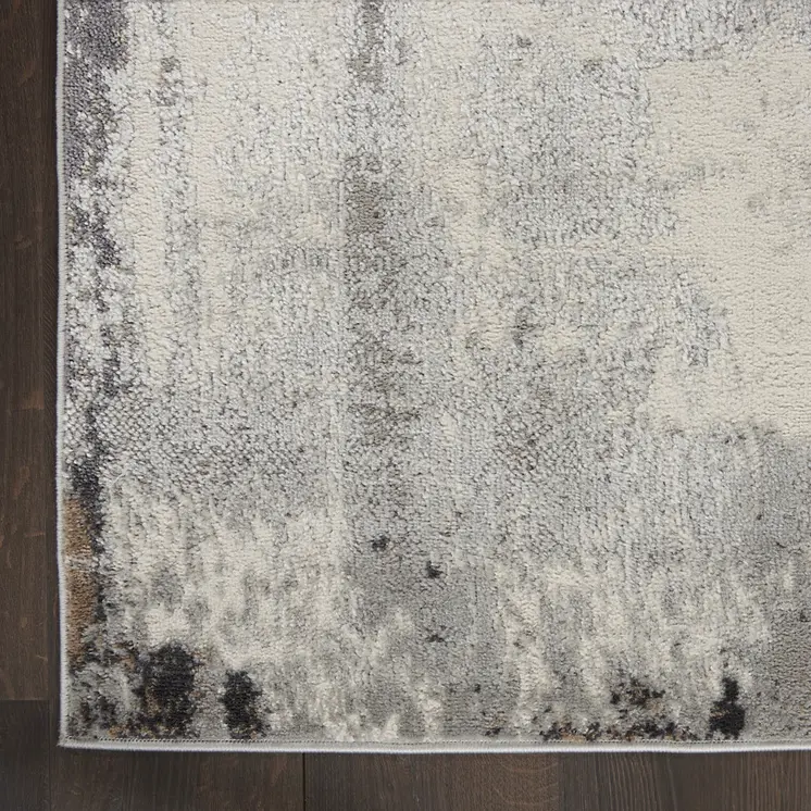 4' X 6' Ivory Black and Gray Abstract Non Skid Area Rug