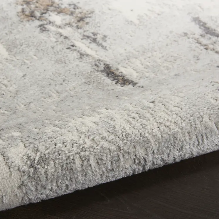 4' X 6' Ivory Black and Gray Abstract Non Skid Area Rug