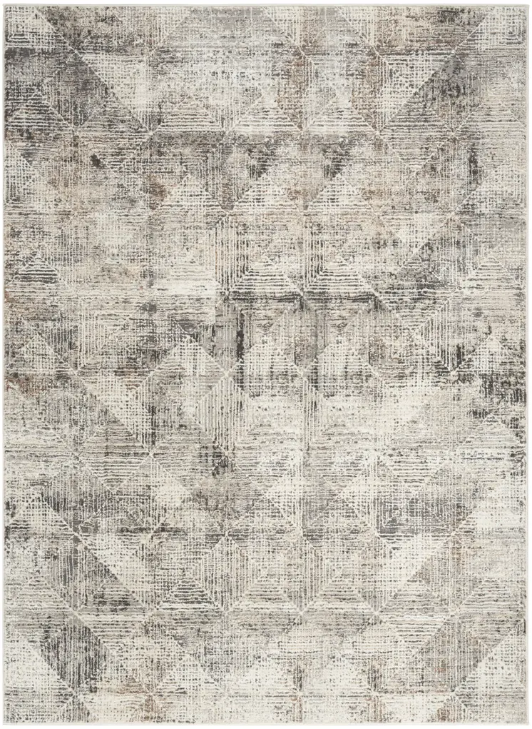8' X 10' Ivory and Black Geometric Non Skid Area Rug