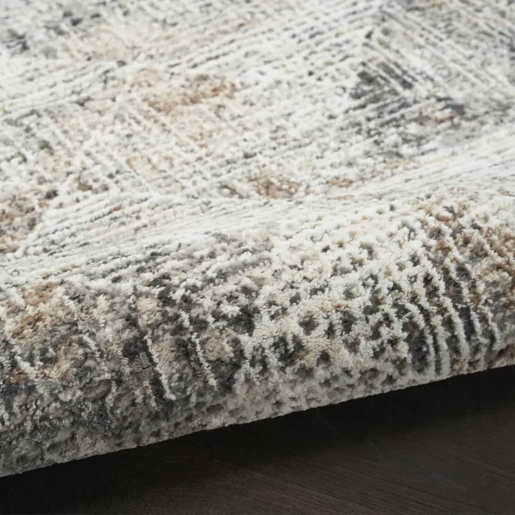 8' X 10' Ivory and Black Geometric Non Skid Area Rug