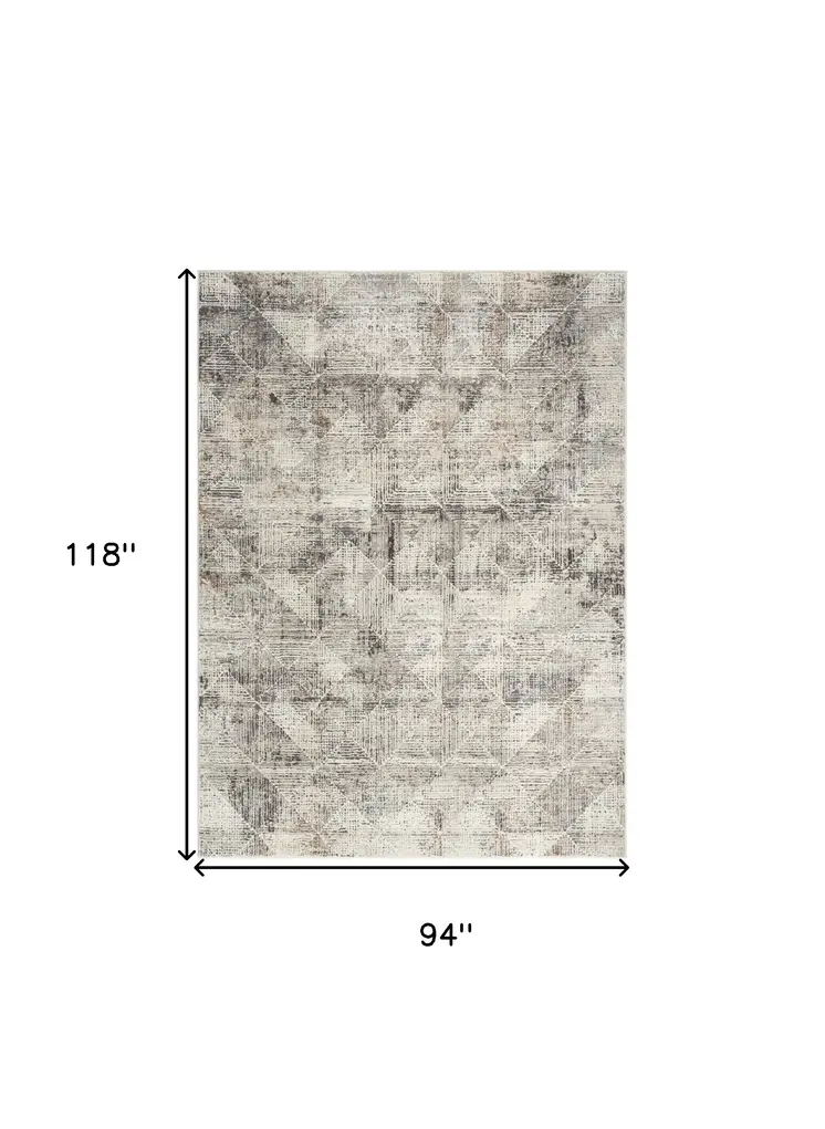 8' X 10' Ivory and Black Geometric Non Skid Area Rug