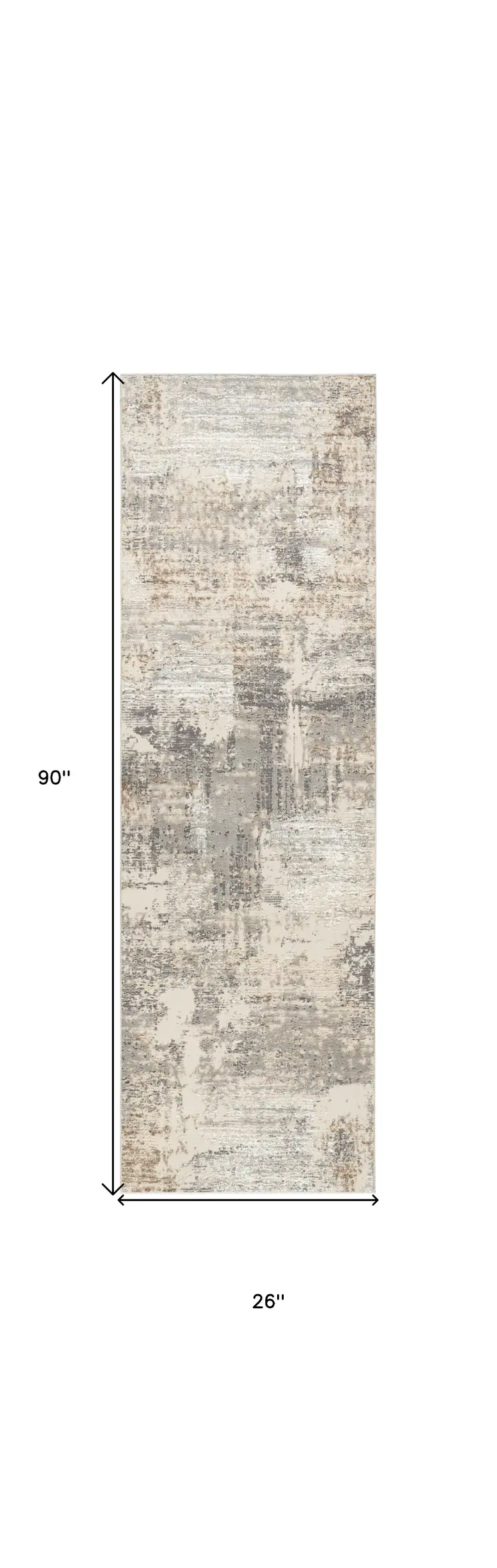8' Beige and Gray Abstract Non Skid Runner Rug