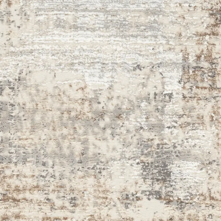 8' Beige and Gray Abstract Non Skid Runner Rug