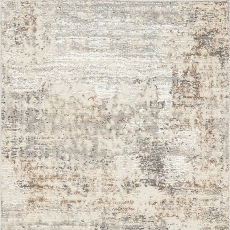 8' Beige and Gray Abstract Non Skid Runner Rug