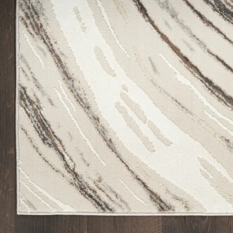 8' Beige and Gray Abstract Non Skid Runner Rug