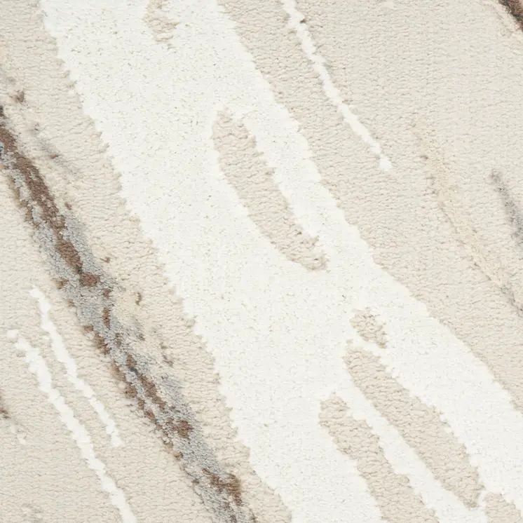 8' Beige and Gray Abstract Non Skid Runner Rug