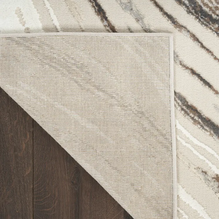 8' Beige and Gray Abstract Non Skid Runner Rug