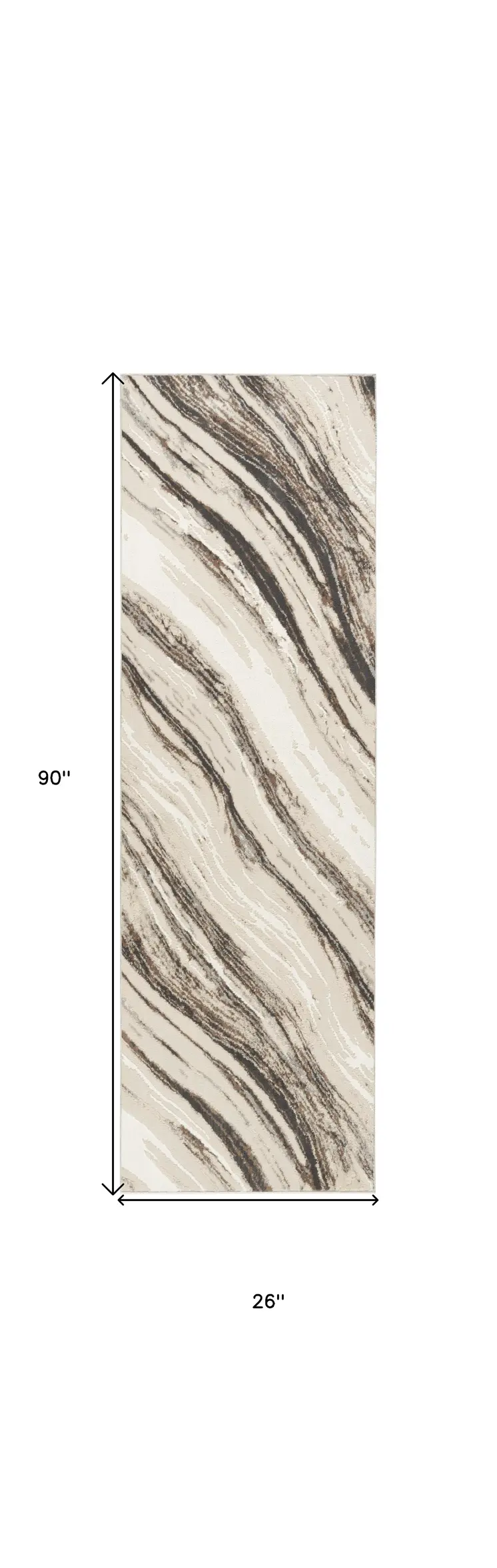8' Beige and Gray Abstract Non Skid Runner Rug