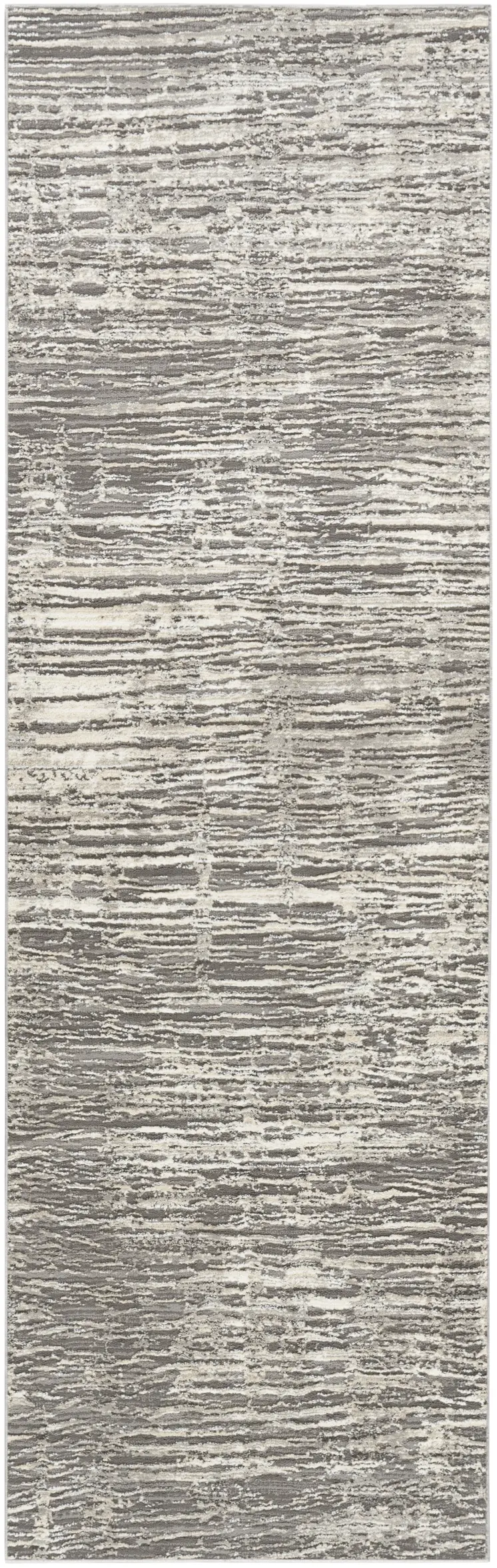 8' Ivory and Gray Abstract Runner Rug