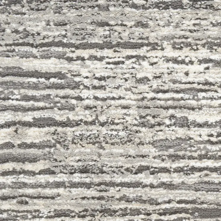 8' Ivory and Gray Abstract Runner Rug