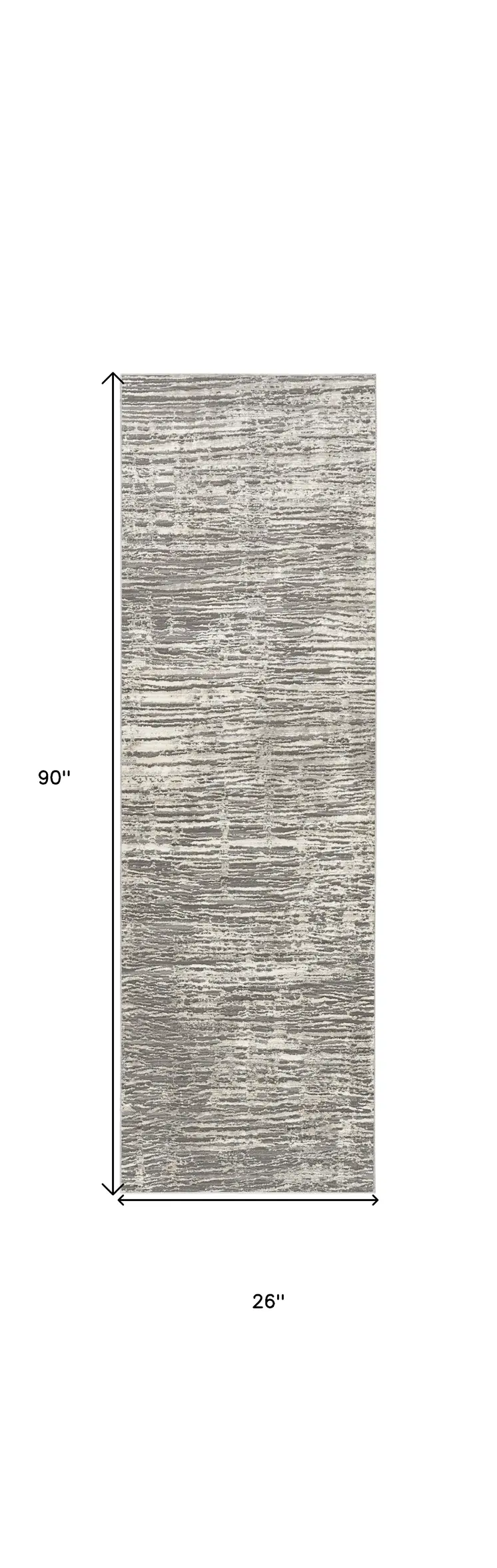 8' Ivory and Gray Abstract Runner Rug