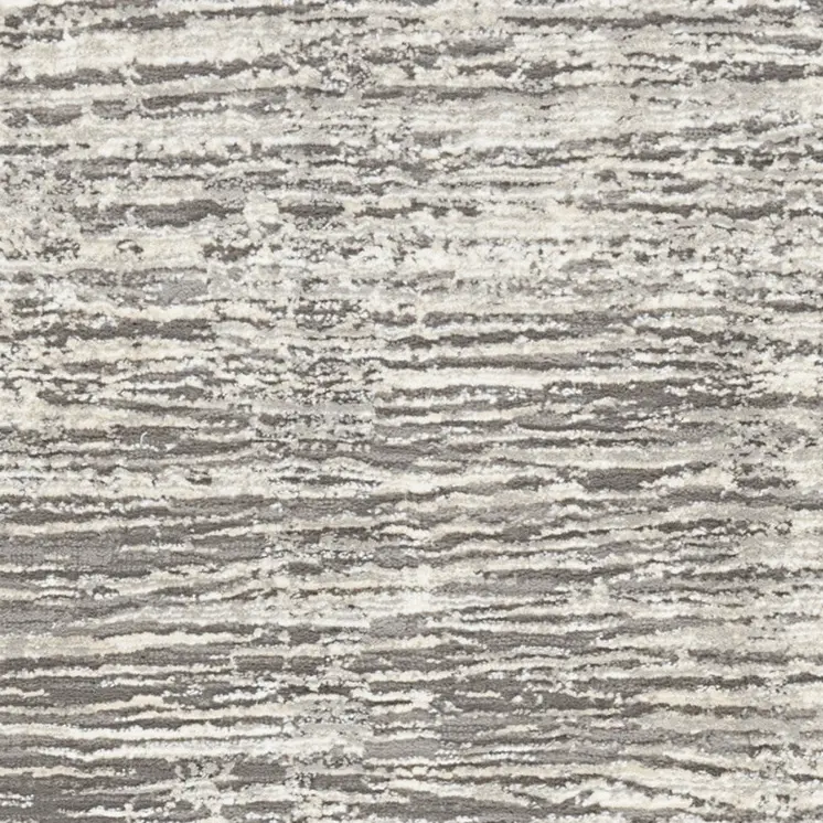 8' Ivory and Gray Abstract Runner Rug