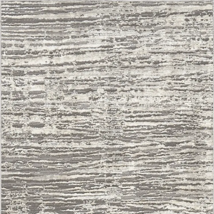 8' Ivory and Gray Abstract Runner Rug