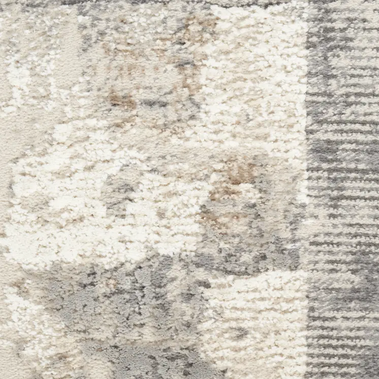 8' Ivory and Gray Abstract Non Skid Runner Rug
