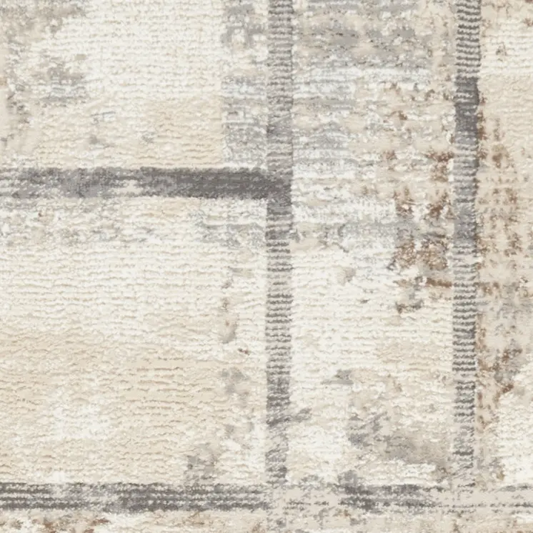 8' Ivory and Gray Abstract Non Skid Runner Rug