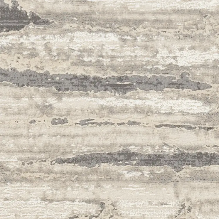 8' Beige Ivory and Gray Abstract Non Skid Runner Rug