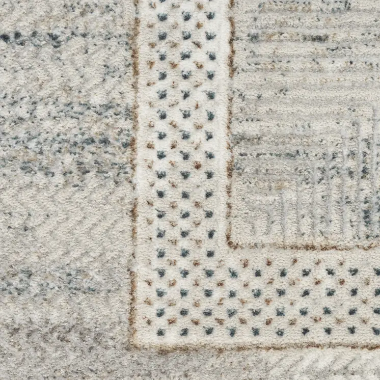 4' X 6' Ivory Blue and Gray Geometric Non Skid Area Rug