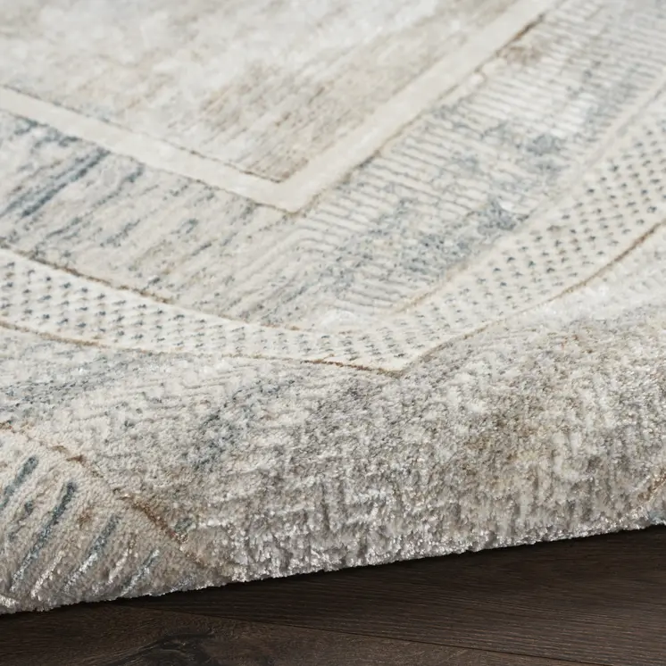 4' X 6' Ivory Blue and Gray Geometric Non Skid Area Rug
