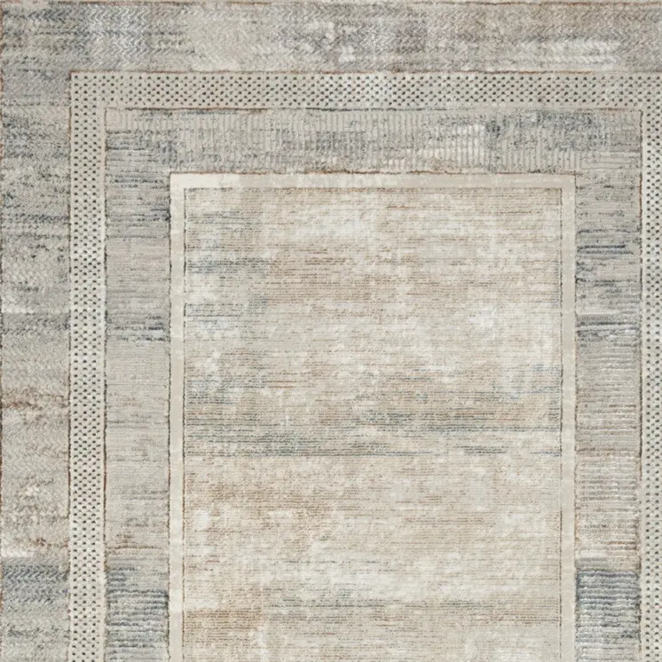 4' X 6' Ivory Blue and Gray Geometric Non Skid Area Rug