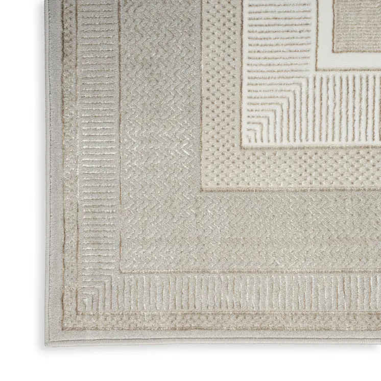 4' X 6' Gray and Ivory Geometric Non Skid Area Rug