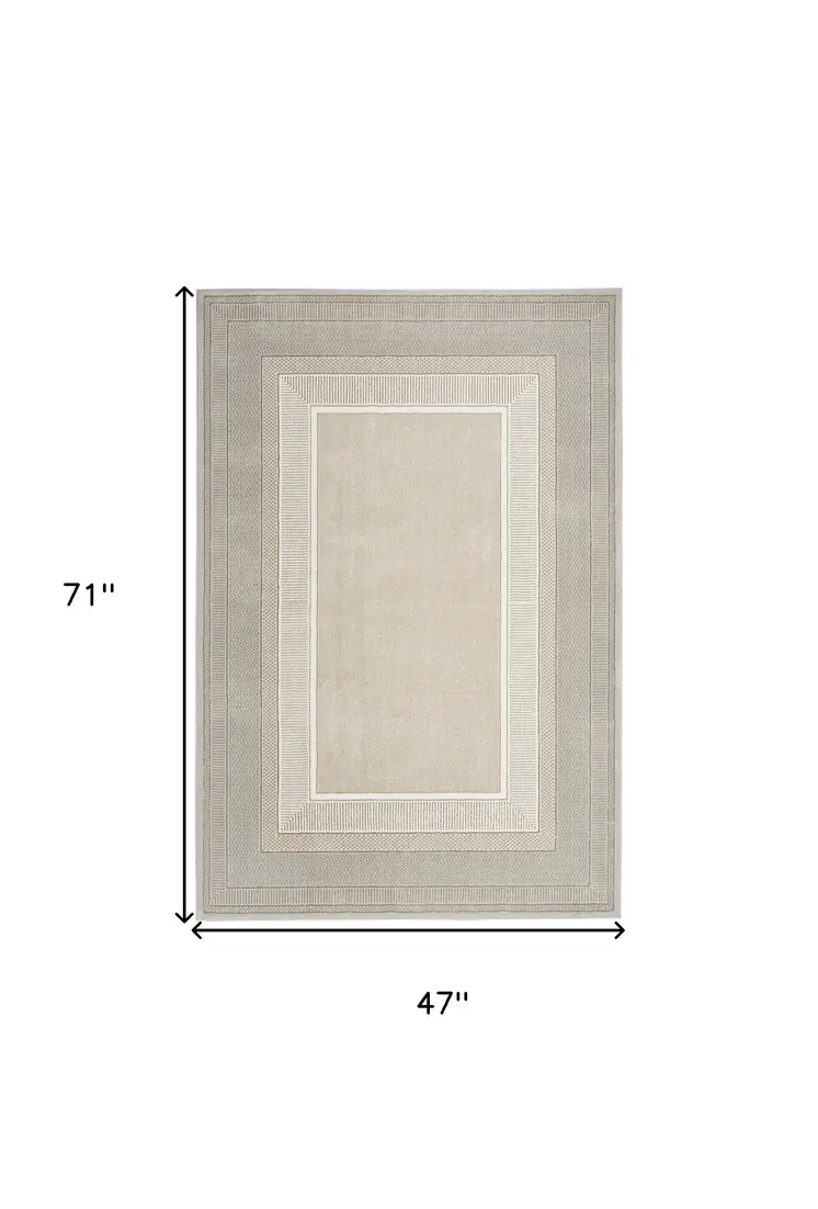 4' X 6' Gray and Ivory Geometric Non Skid Area Rug