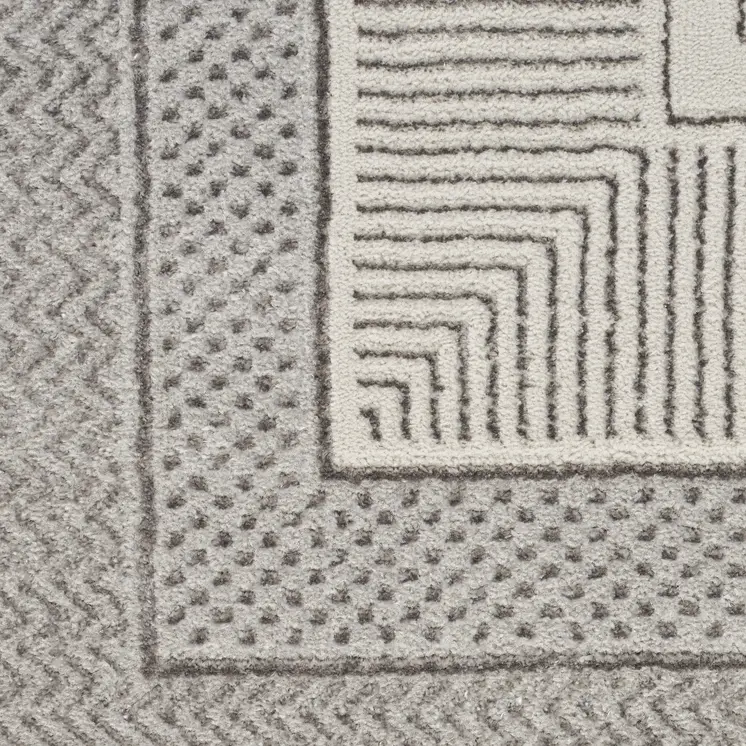 4' X 6' Silver and Ivory Geometric Non Skid Area Rug