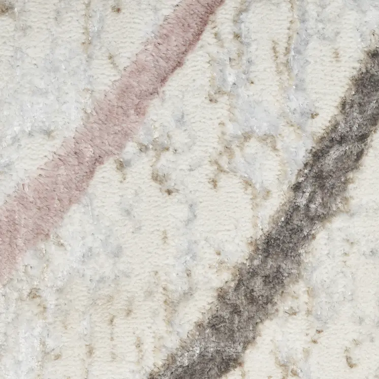 8' Ivory Black and Brown Abstract Non Skid Runner Rug