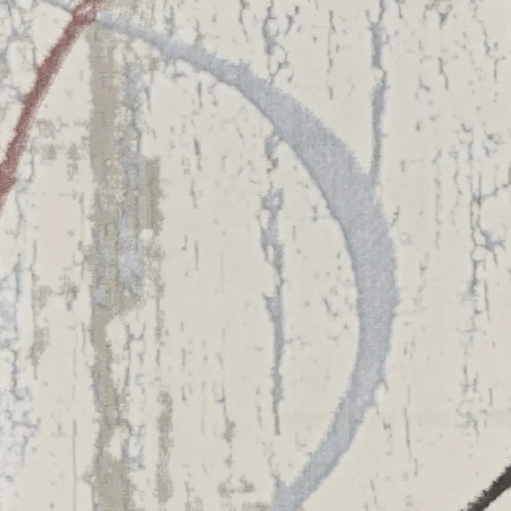 8' Ivory Black and Brown Abstract Non Skid Runner Rug