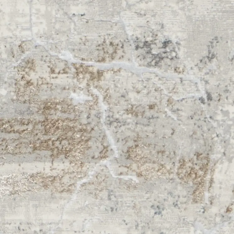 8' Ivory Black and Gray Abstract Non Skid Runner Rug