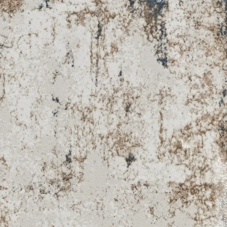 8' Ivory Charcoal and Taupe Abstract Distressed Non Skid Runner Rug
