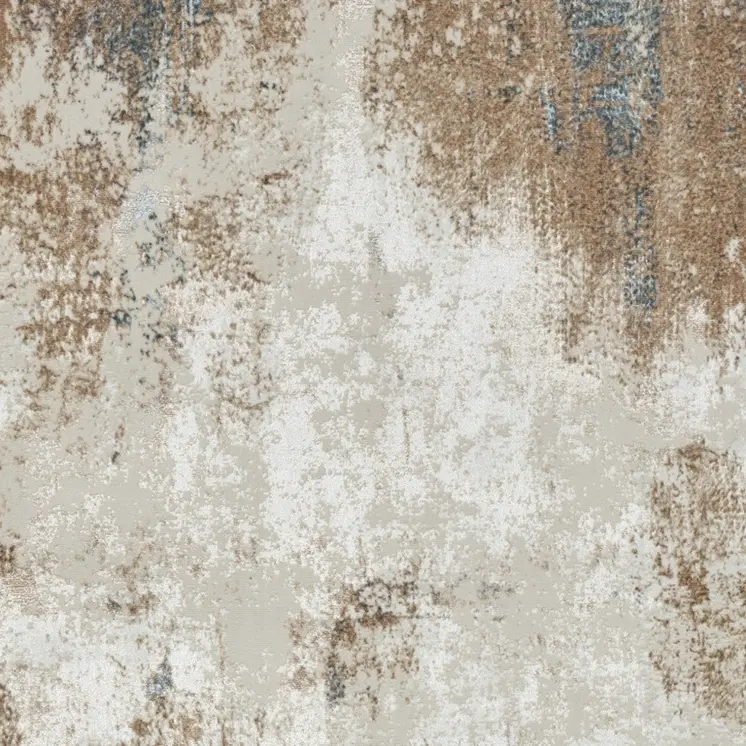 4' X 6' Ivory Charcoal and Taupe Abstract Distressed Non Skid Area Rug