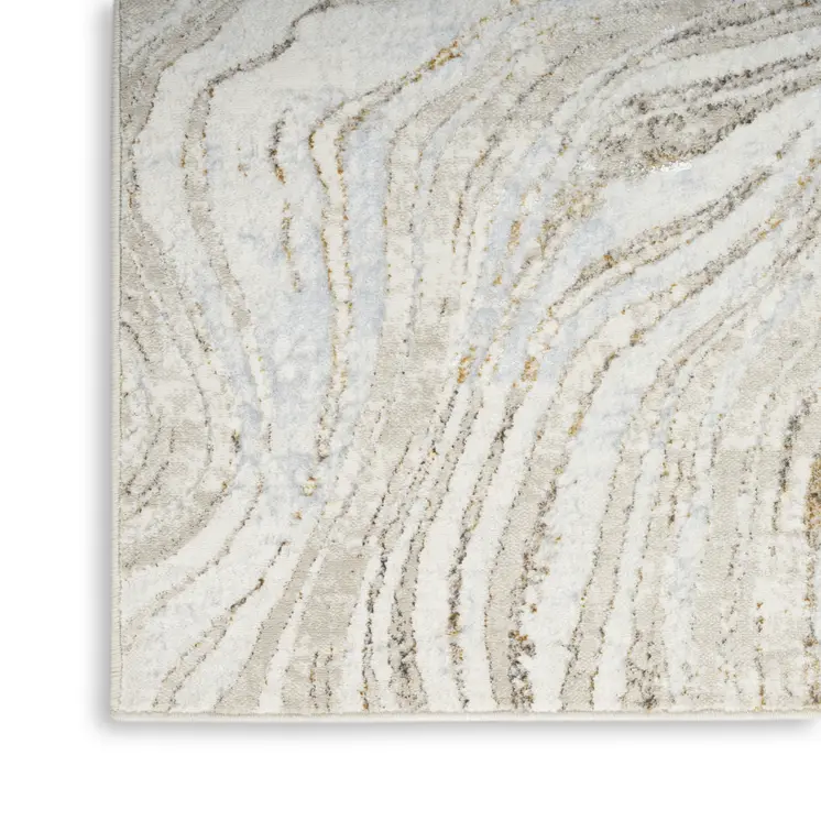 4' X 6' Ivory Gold and Gray Abstract Non Skid Area Rug