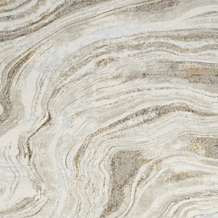 4' X 6' Ivory Gold and Gray Abstract Non Skid Area Rug