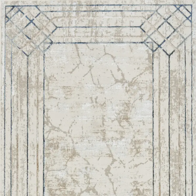4' X 6' Ivory Black and Taupe Geometric Non Skid Area Rug