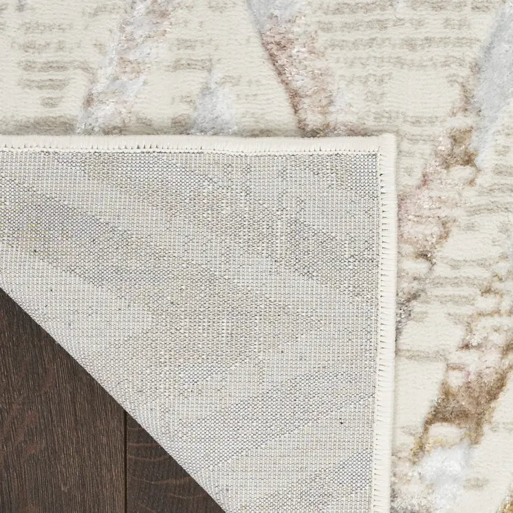 8' Ivory Black and Gray Chevron Distressed Non Skid Runner Rug