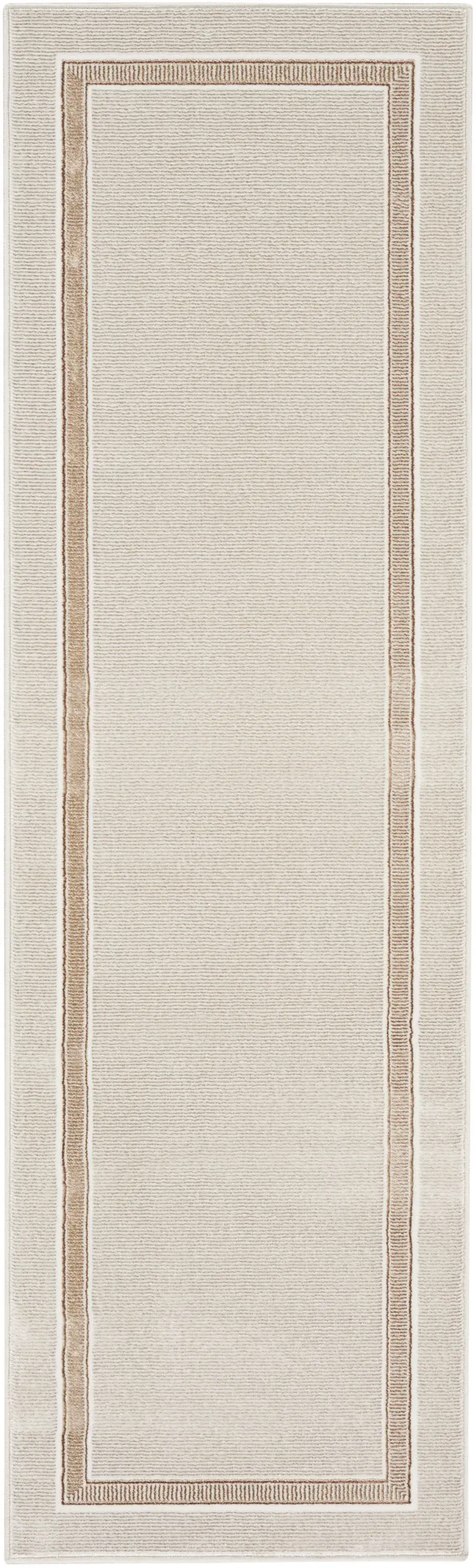 8' Gray Ivory and Cream Geometric Non Skid Runner Rug