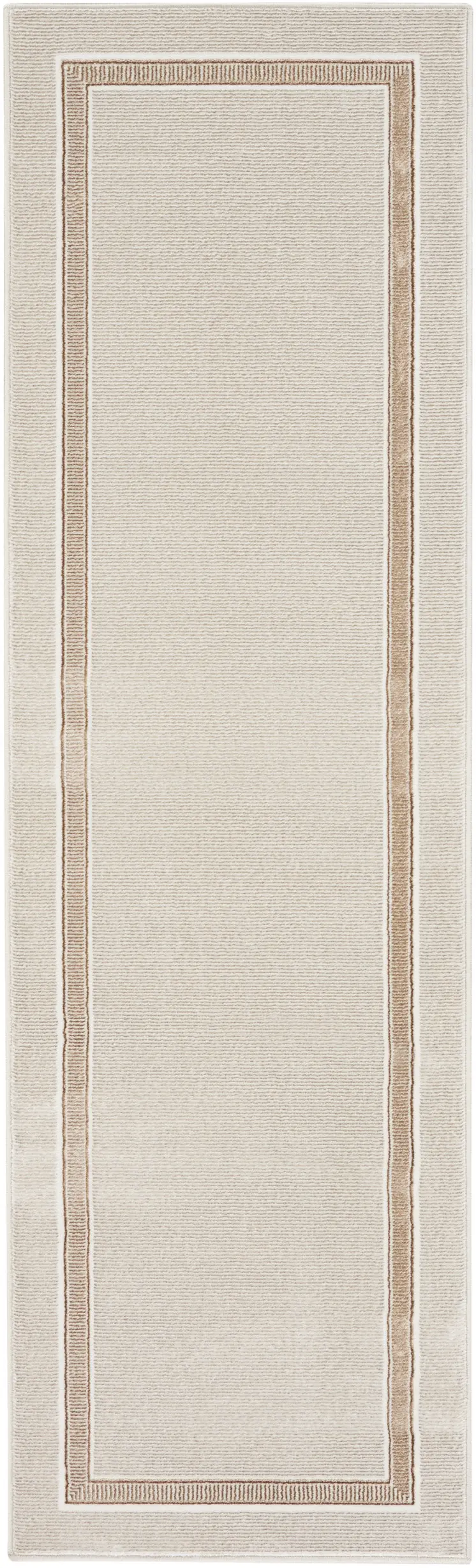 8' Gray Ivory and Cream Geometric Non Skid Runner Rug