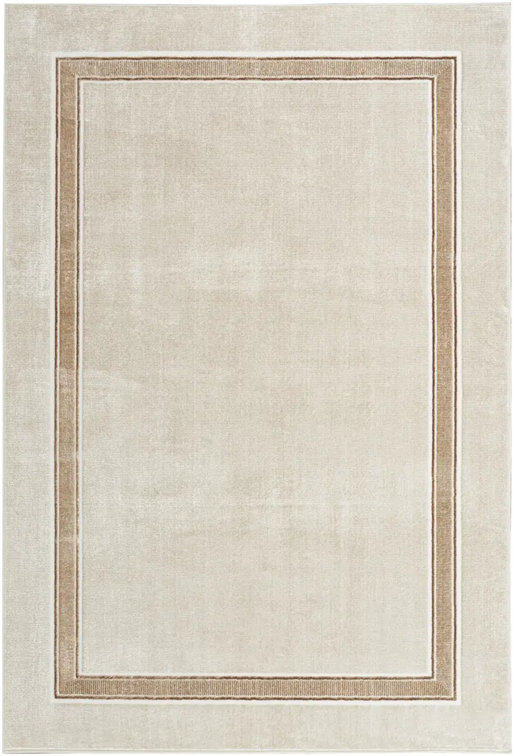 4' X 6' Gray Ivory and Cream Geometric Non Skid Area Rug
