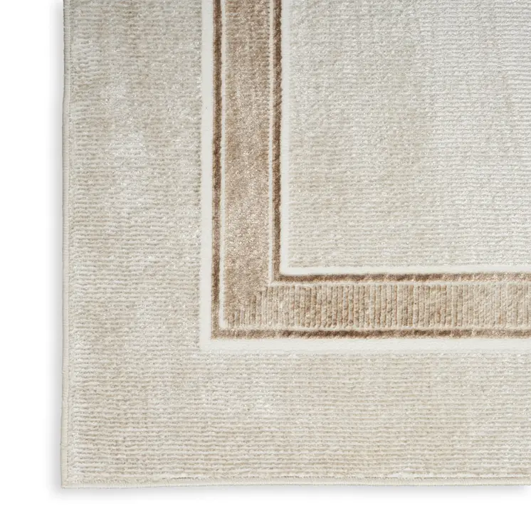 4' X 6' Gray Ivory and Cream Geometric Non Skid Area Rug