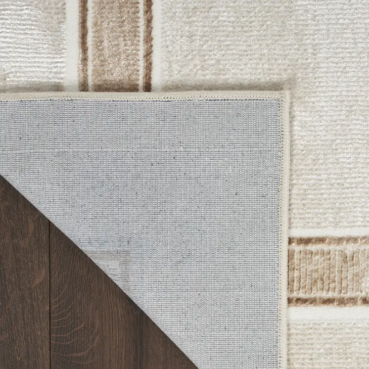 4' X 6' Gray Ivory and Cream Geometric Non Skid Area Rug