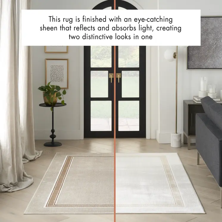 4' X 6' Gray Ivory and Cream Geometric Non Skid Area Rug