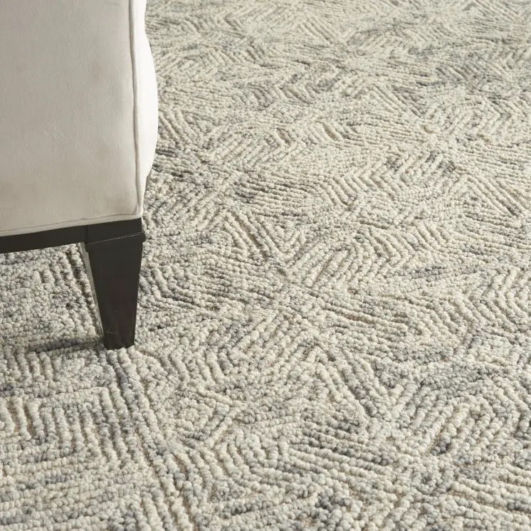 8' X 12' Beige and Gray Wool Abstract Geometric Area Rug