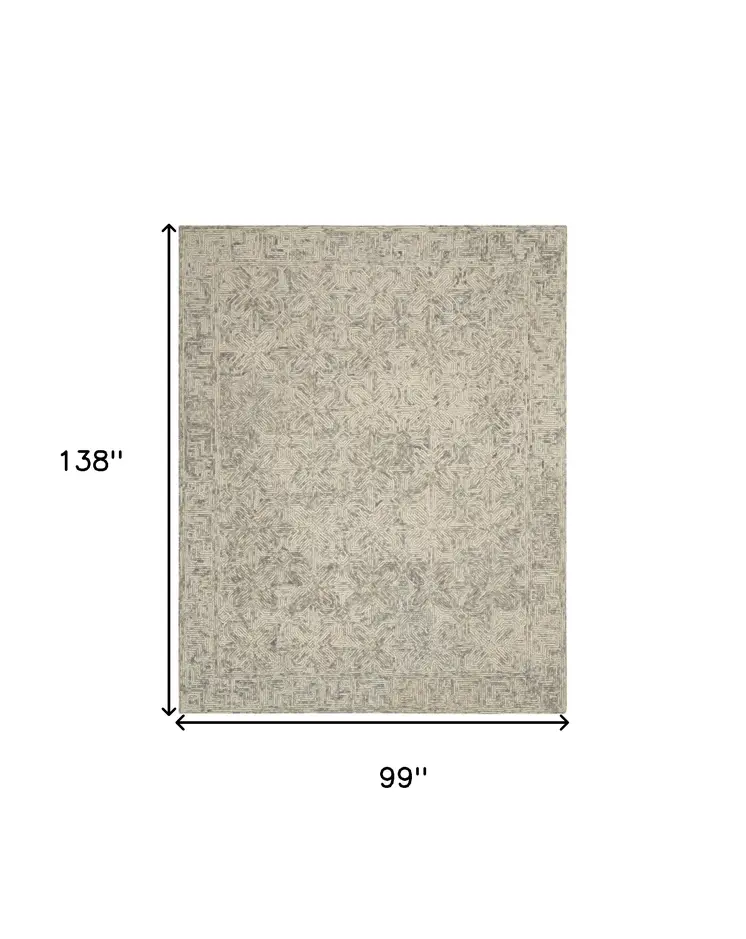 8' X 12' Beige and Gray Wool Abstract Geometric Area Rug