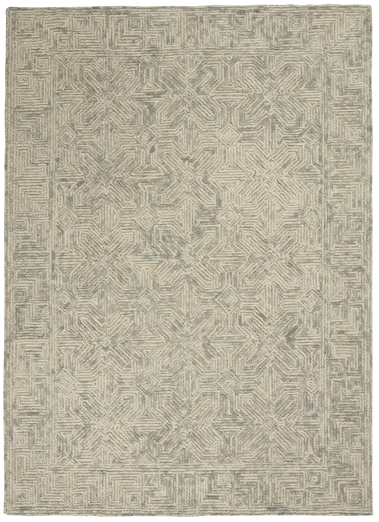 5' X 7' Beige and Gray Wool Abstract Geometric Area Rug