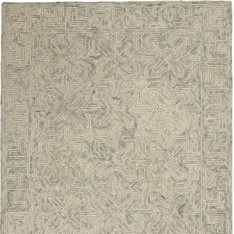 5' X 7' Beige and Gray Wool Abstract Geometric Area Rug