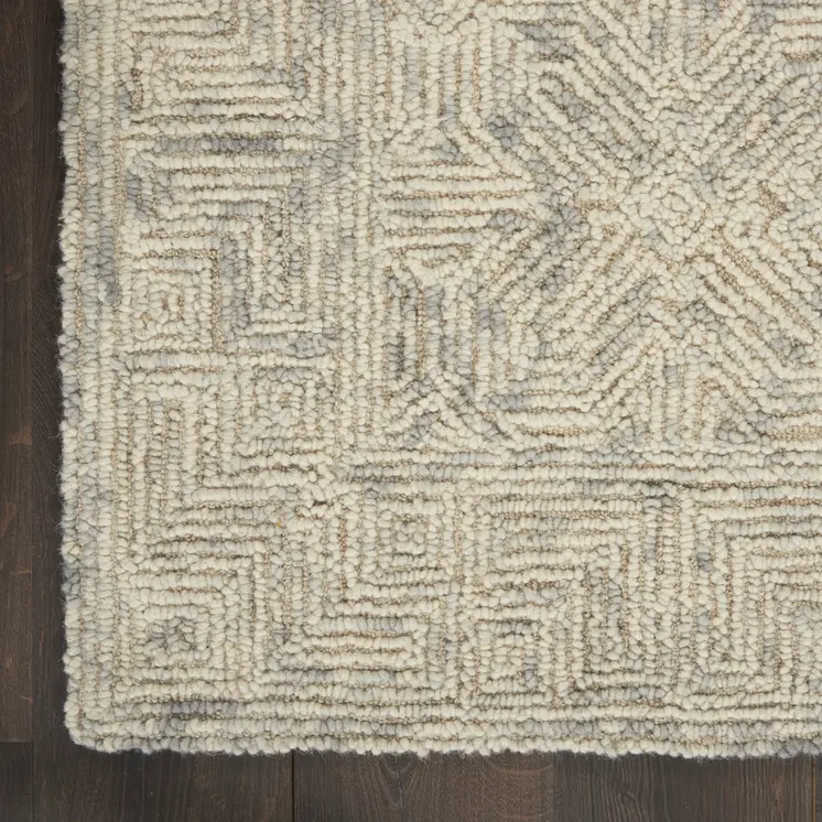 5' X 7' Beige and Gray Wool Abstract Geometric Area Rug